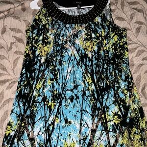 STYLE & CO DRESS MIDI SLEEVELESS SUMMER STUDDED ABSTRACT fit and flare size 1x